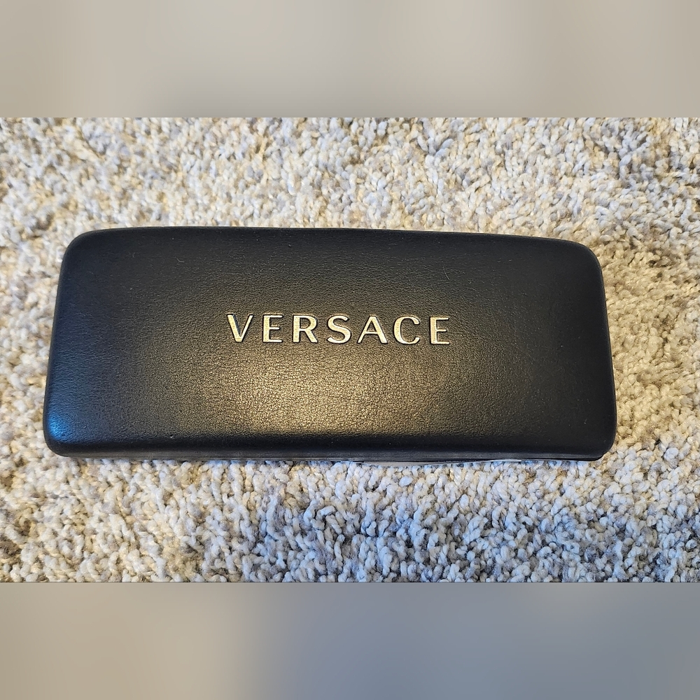 Versace Eyeglasses Clamshell Case Black Gold Logo